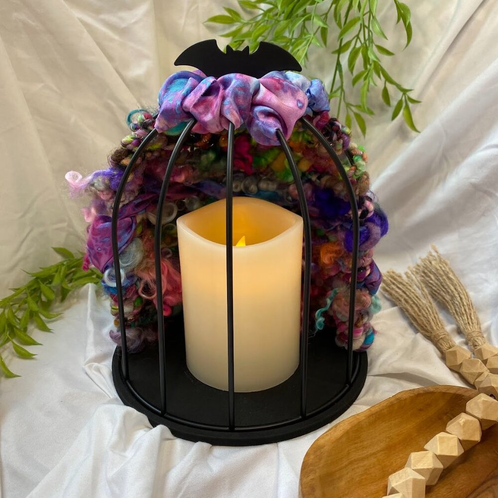 Handwoven Bat Cage Candle Display Decor